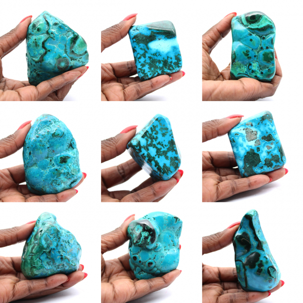 Pierre polie en Chrysocolle Congo