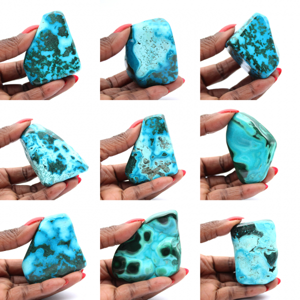 Pierre polie en Chrysocolle Congo
