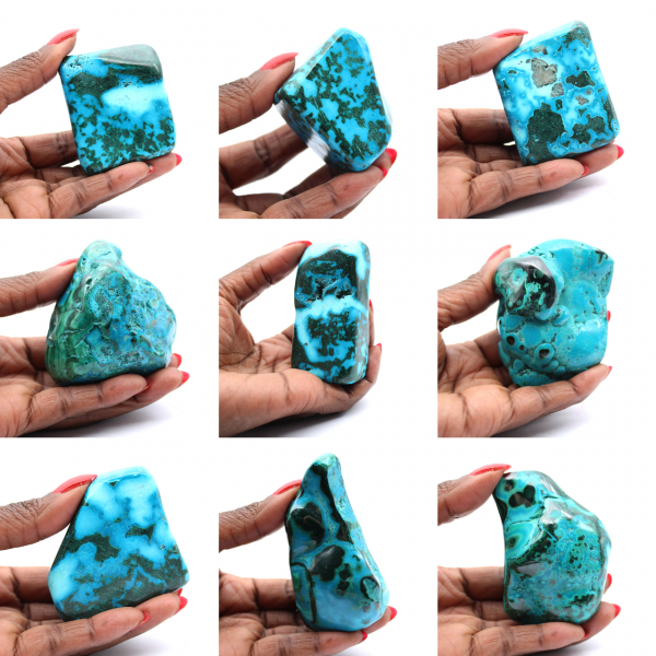 Pierre polie en Chrysocolle Congo