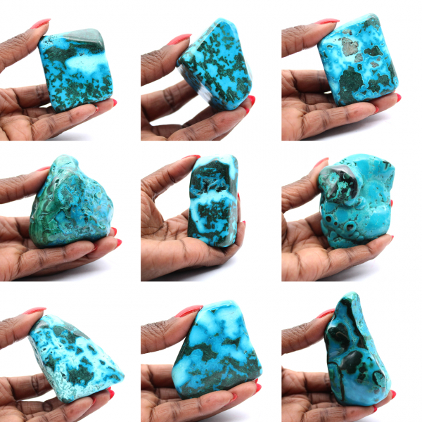 Pierre polie en Chrysocolle Congo