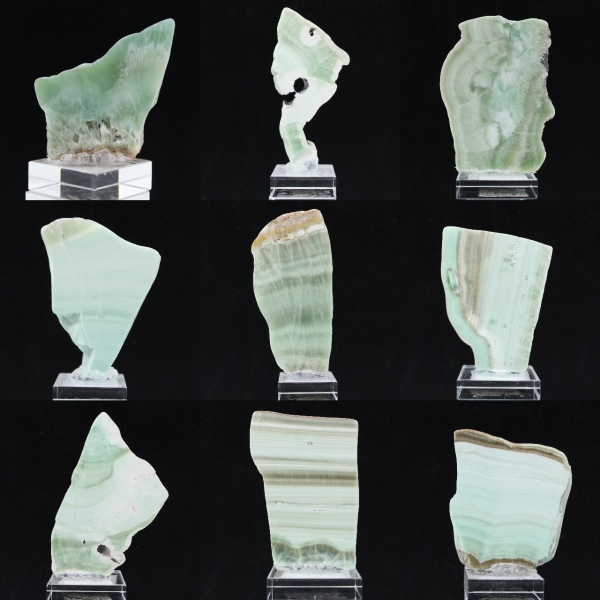 Pierre d’Aragonite verte naturelle en tranche