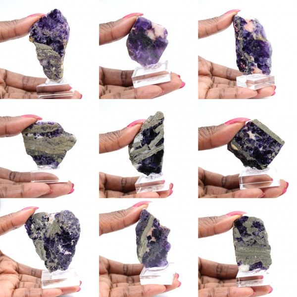 Tranche Fluorite Pyrite naturelle idéale pour collection