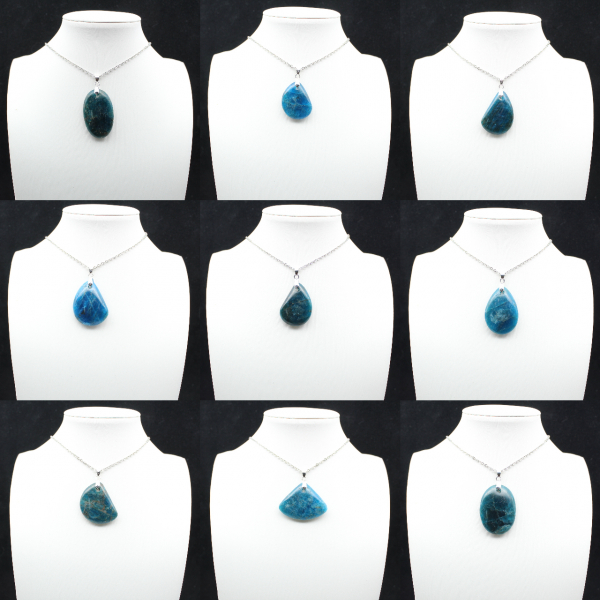 Pendentif en Apatite Bleue de Madagascar - Pierre Naturelle