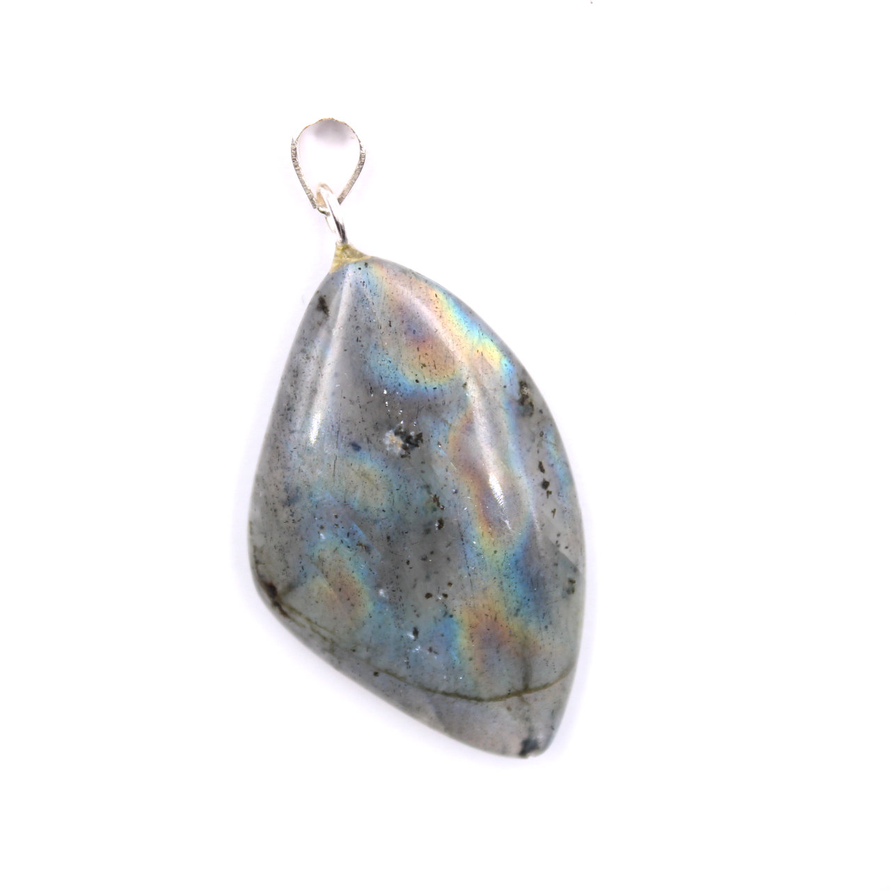 Pendentif en labradorite forme libre bélière argent 925
