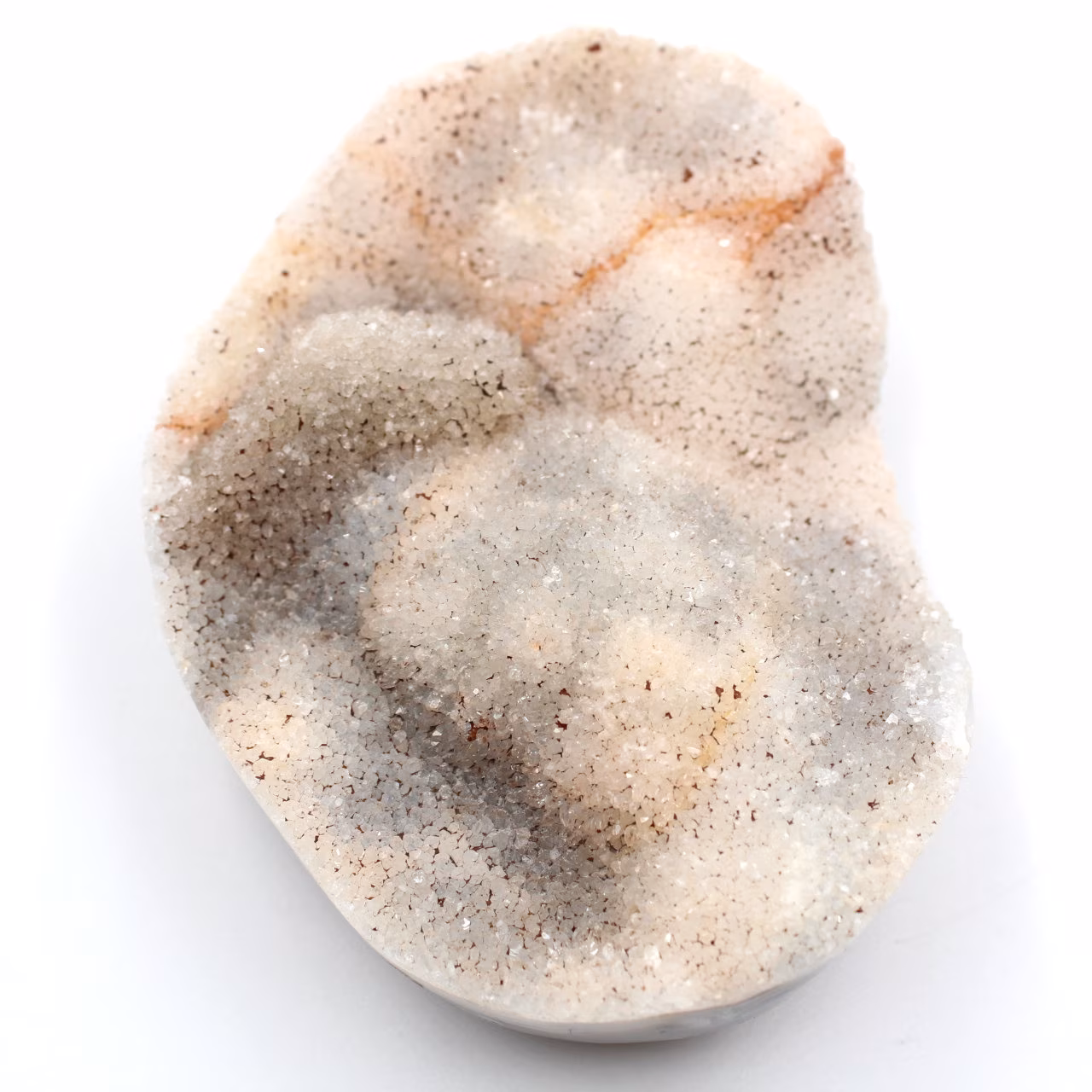 Cristaux de quartz sur agate polie