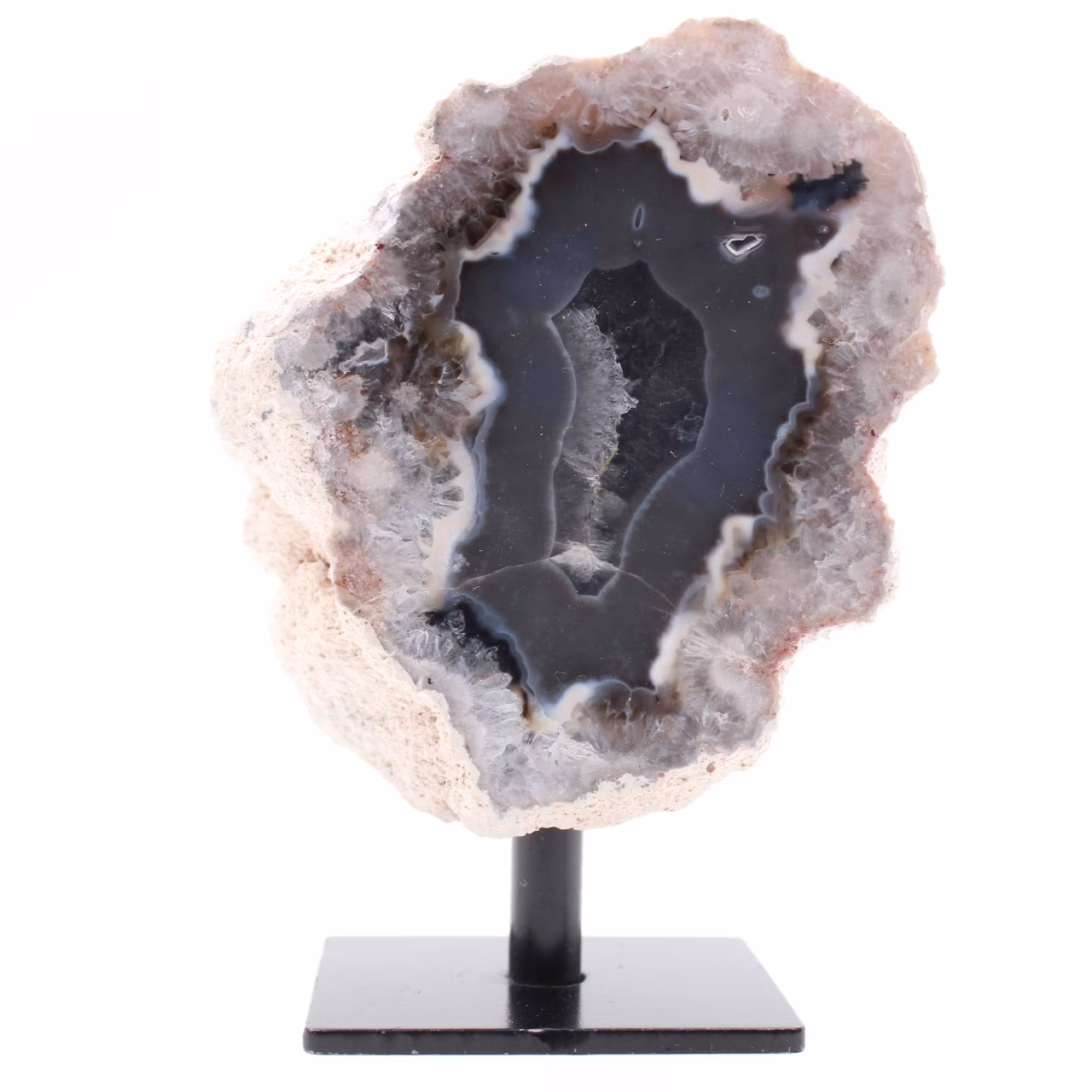 Tranche d’agate naturelle du Brésil avec socle