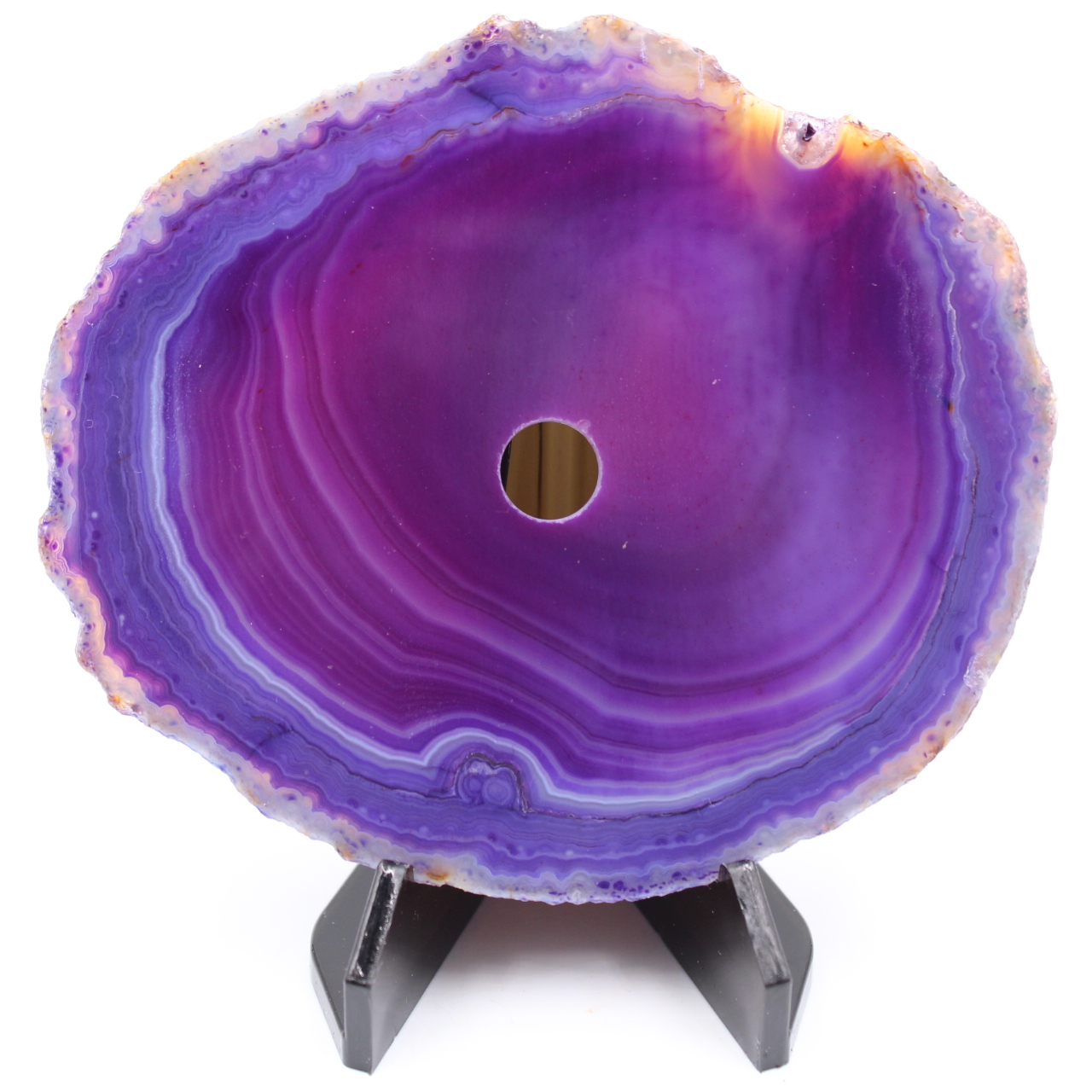 Agate tranche polie et percée du Brésil