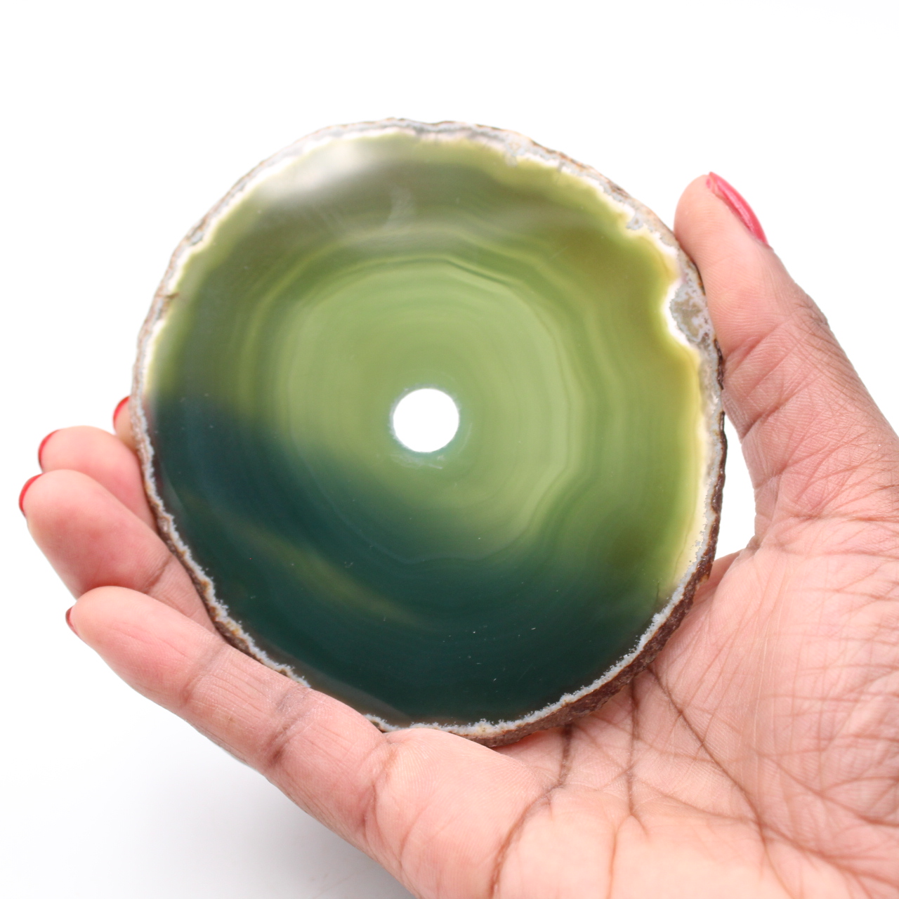 Agate tranche polie et percée du Brésil