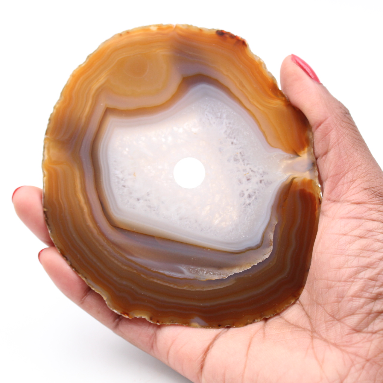 Agate tranche polie et percée du Brésil