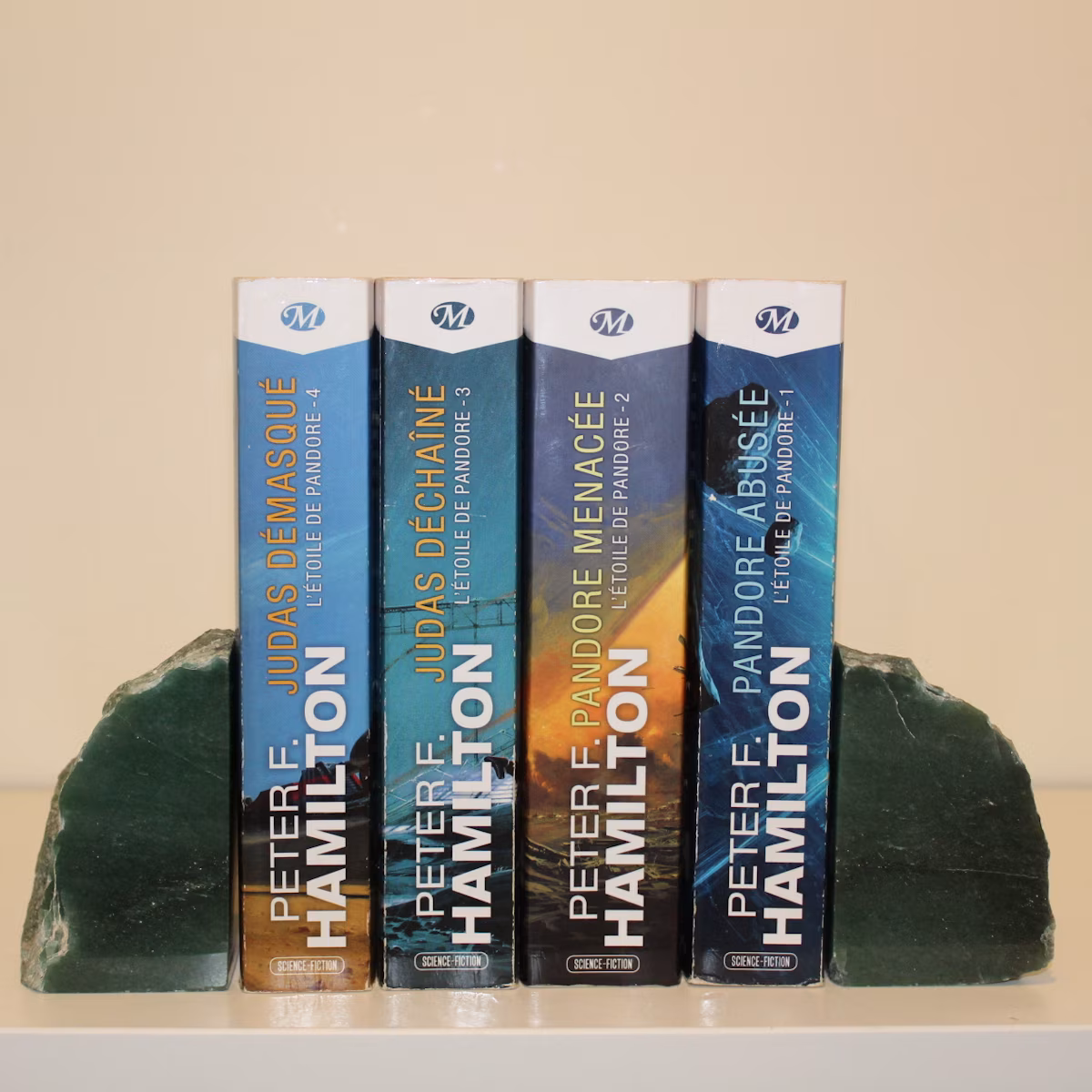 Serre livres aventurine 2 pièces