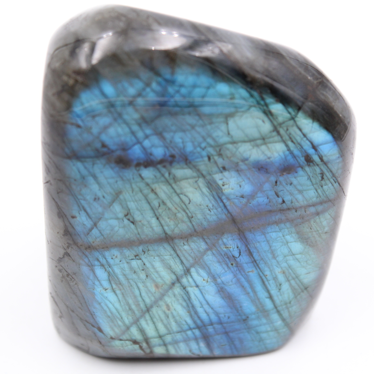 Pierre de labradorite bleue, forme libre polie
