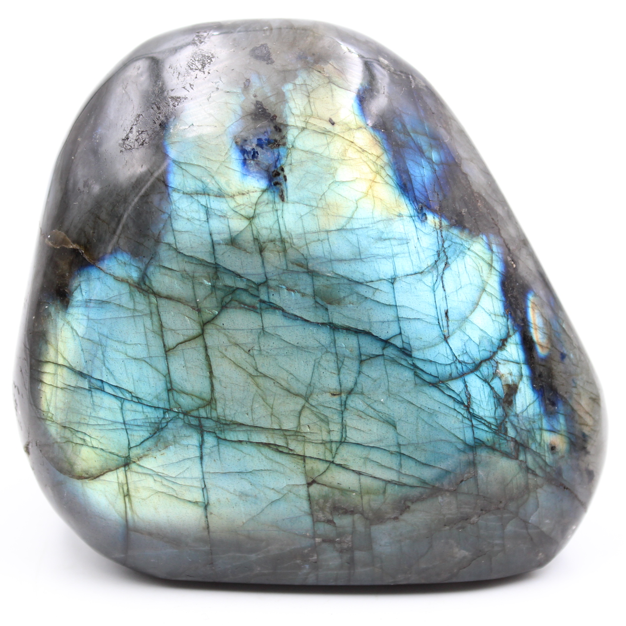 Labradorite à reflets bleus verts, pierre de décoration