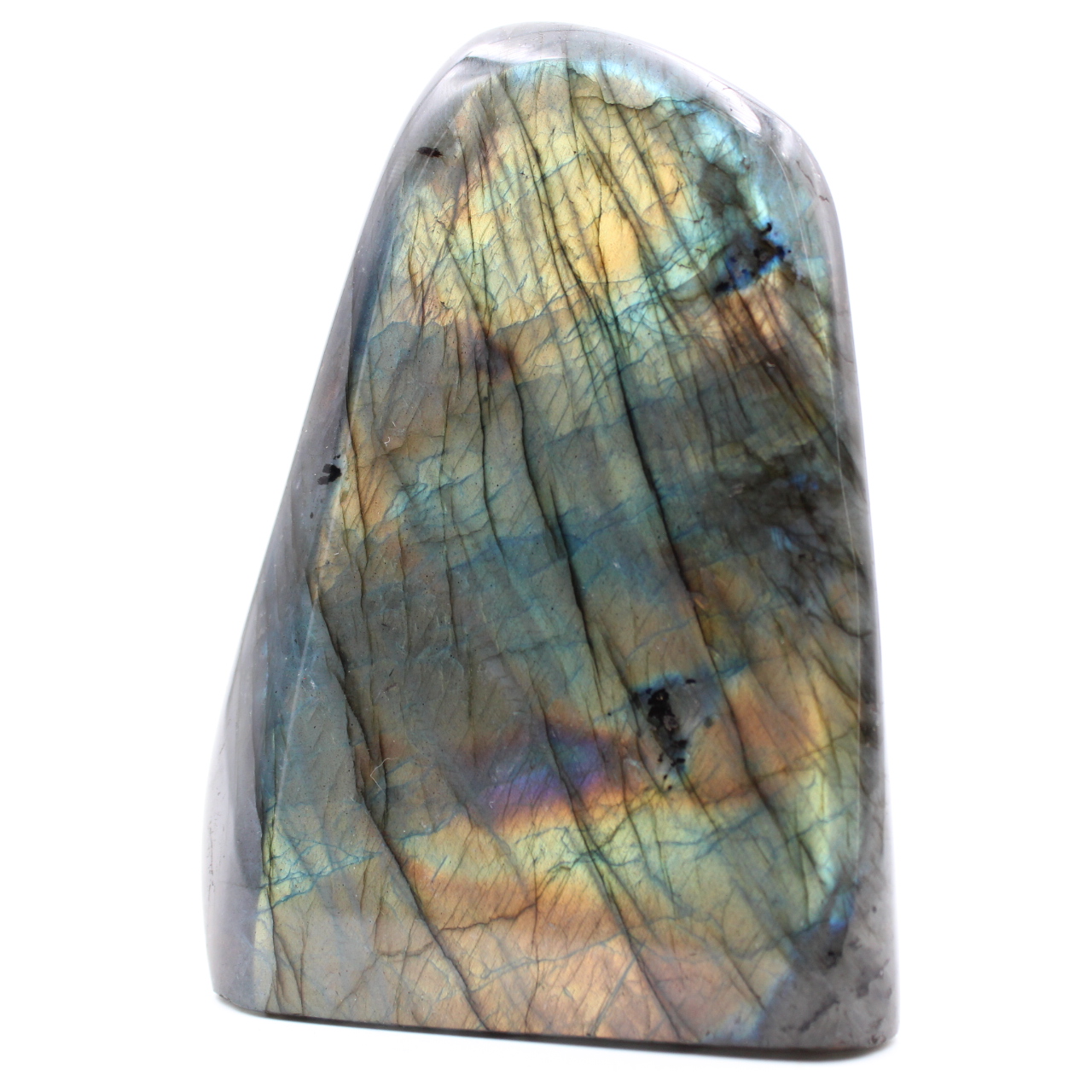 Labradorite orange verte forme libre d’ornement