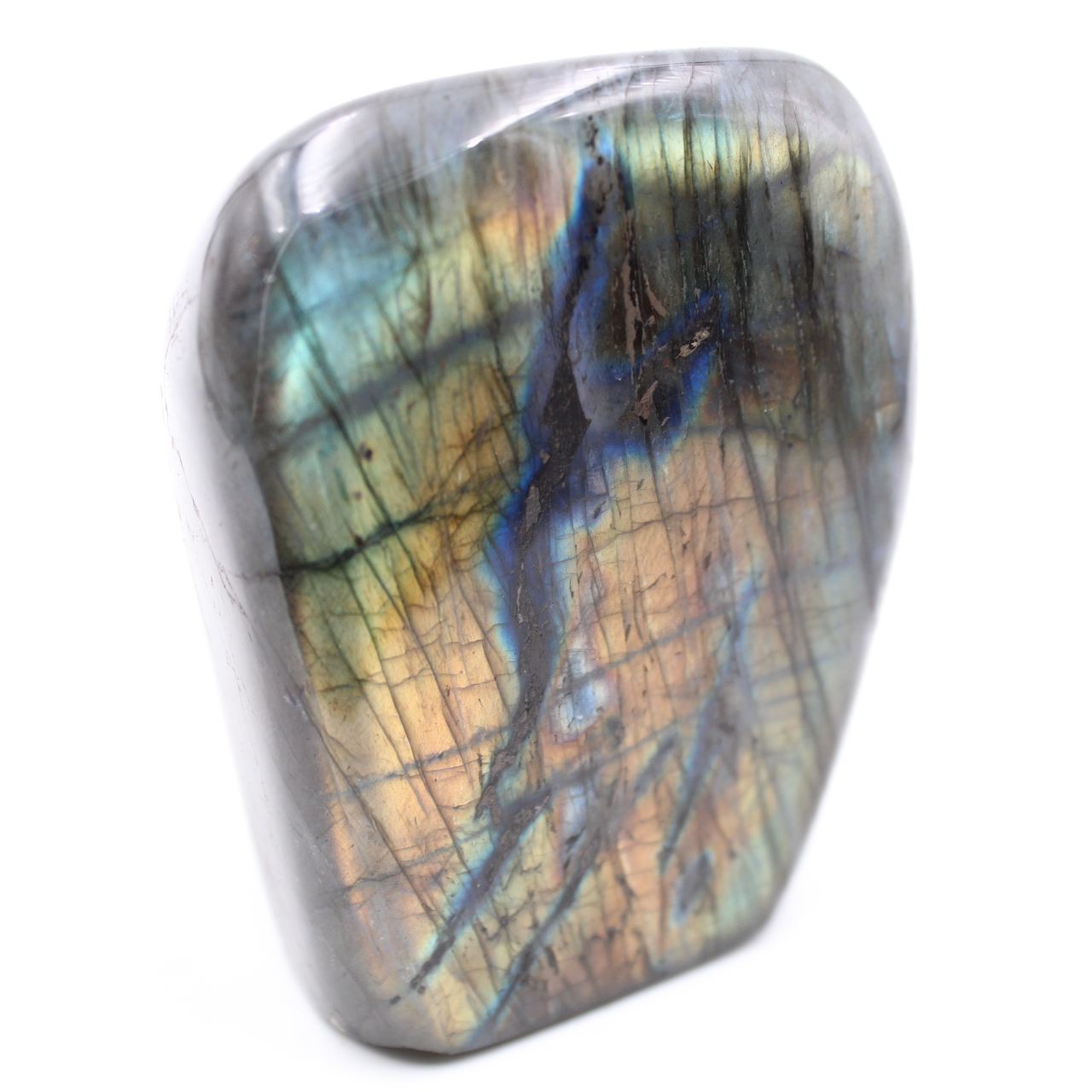 Forme libre de décoration en pierre de labradorite jaune