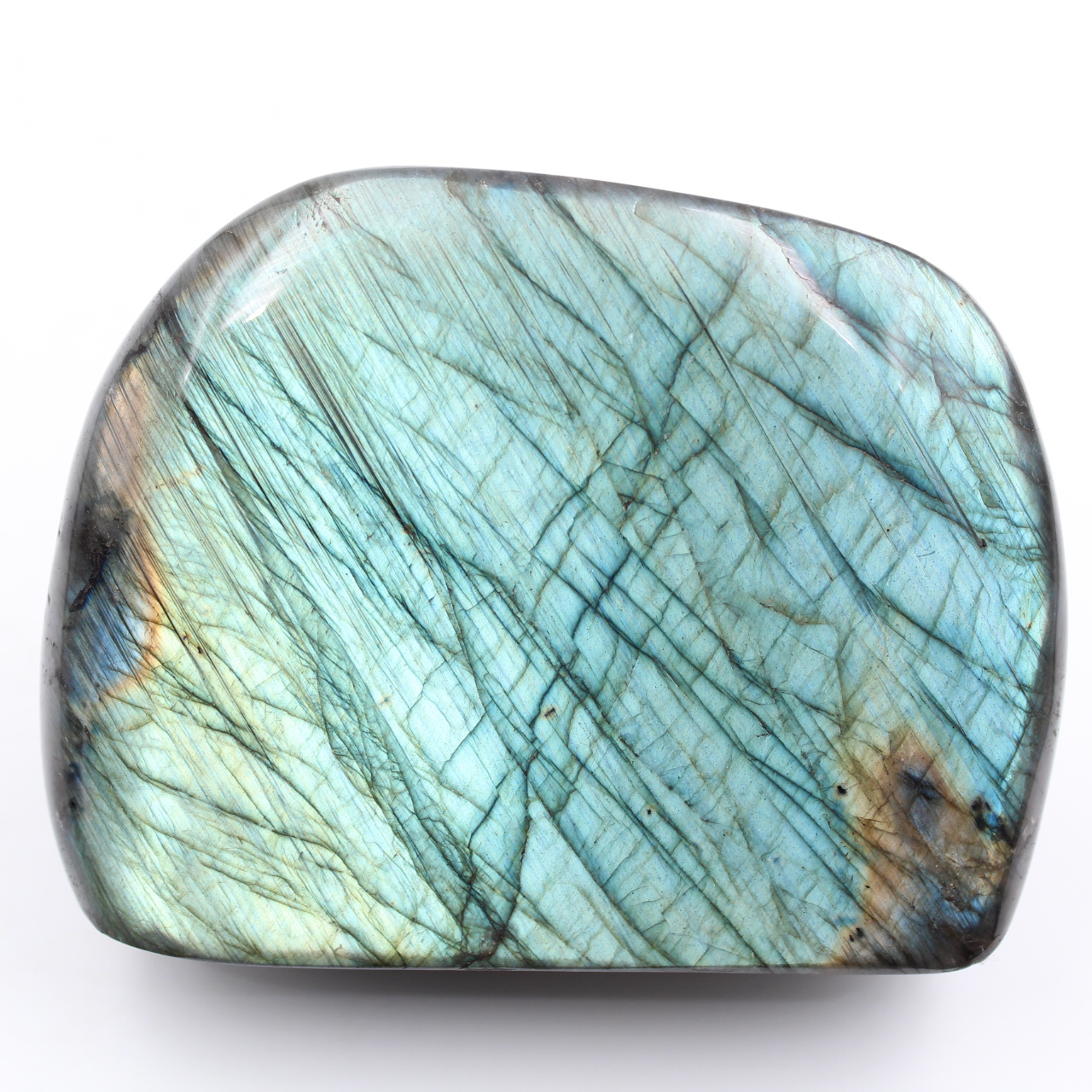 Labradorite bleu bloc entièrement poli face entièrement colorée