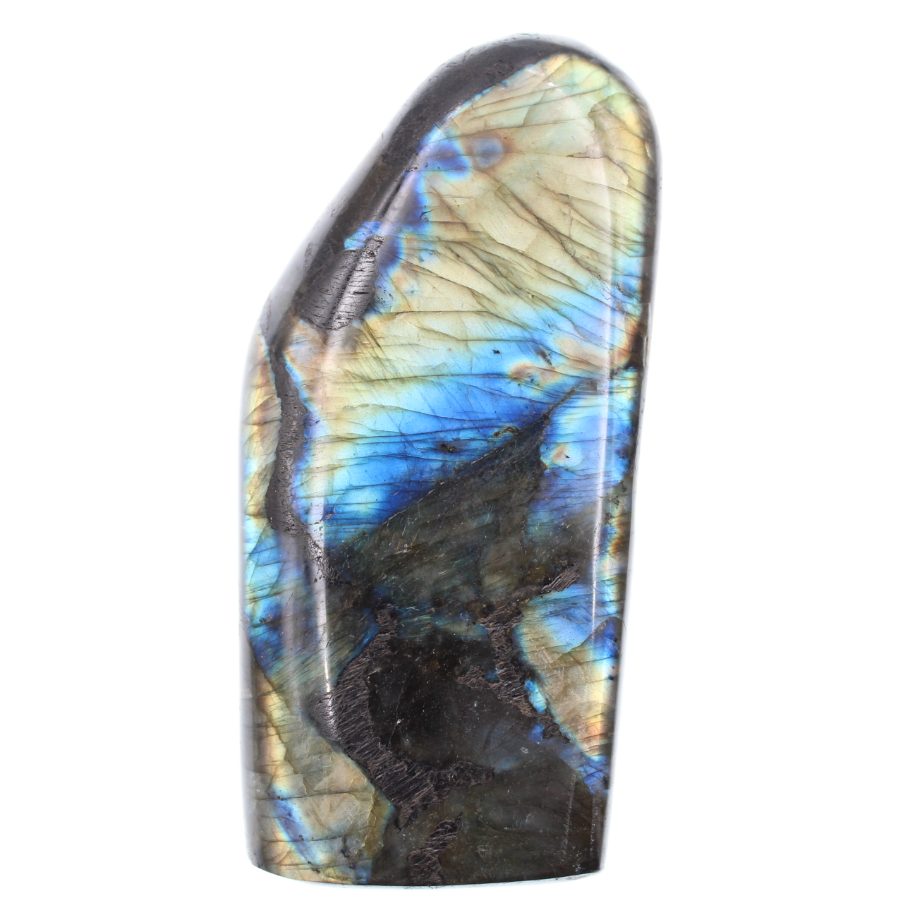 Labradorite bleue et jaune, bloc poli