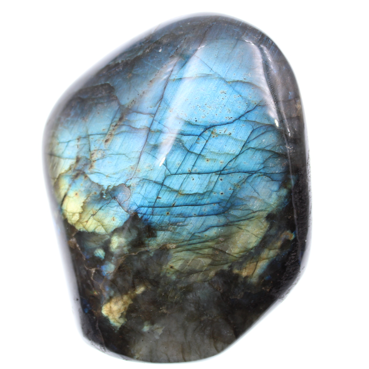 Pierre de décoration en labradorite, reflets bleus