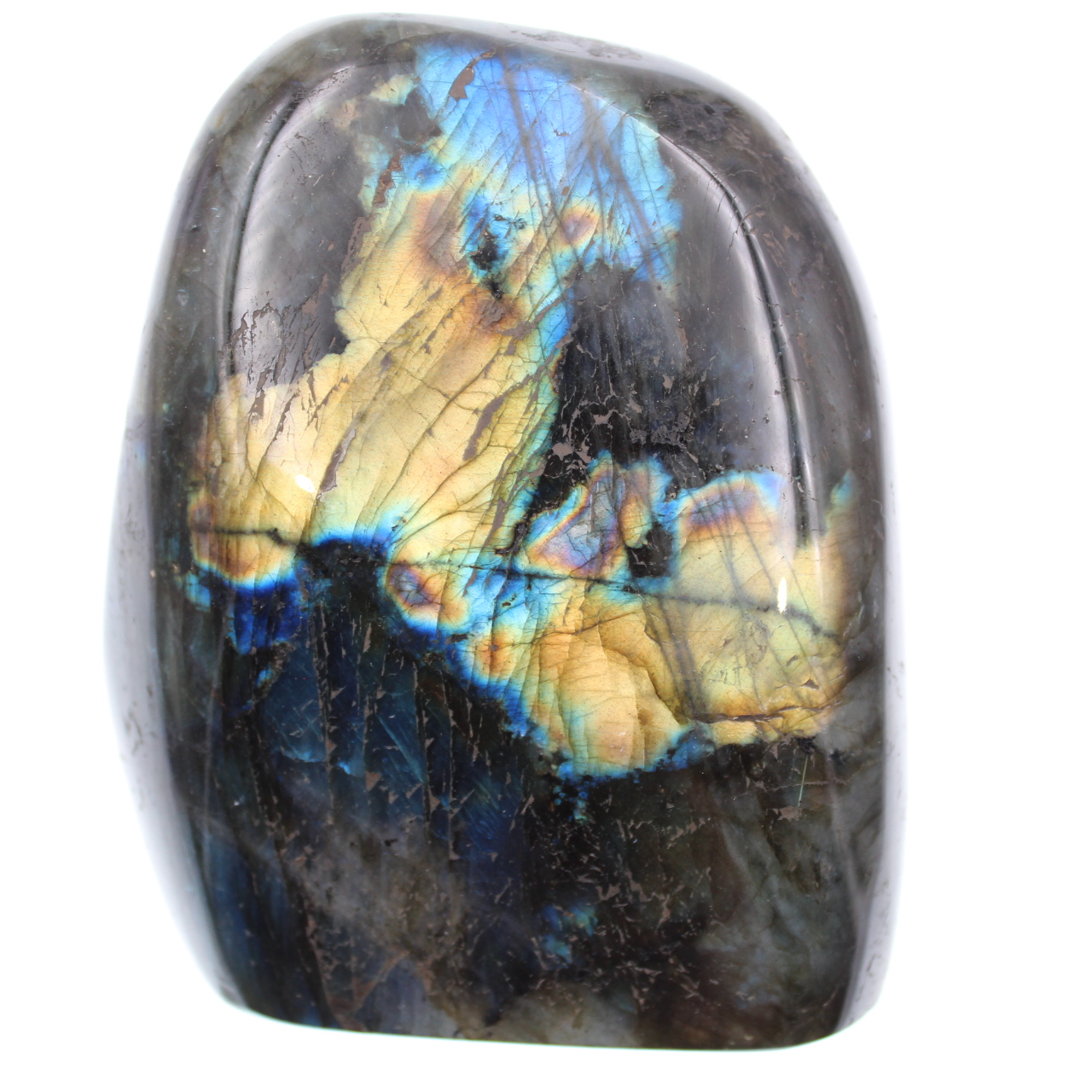 Labradorite à reflets jaunes, pierre de décoration
