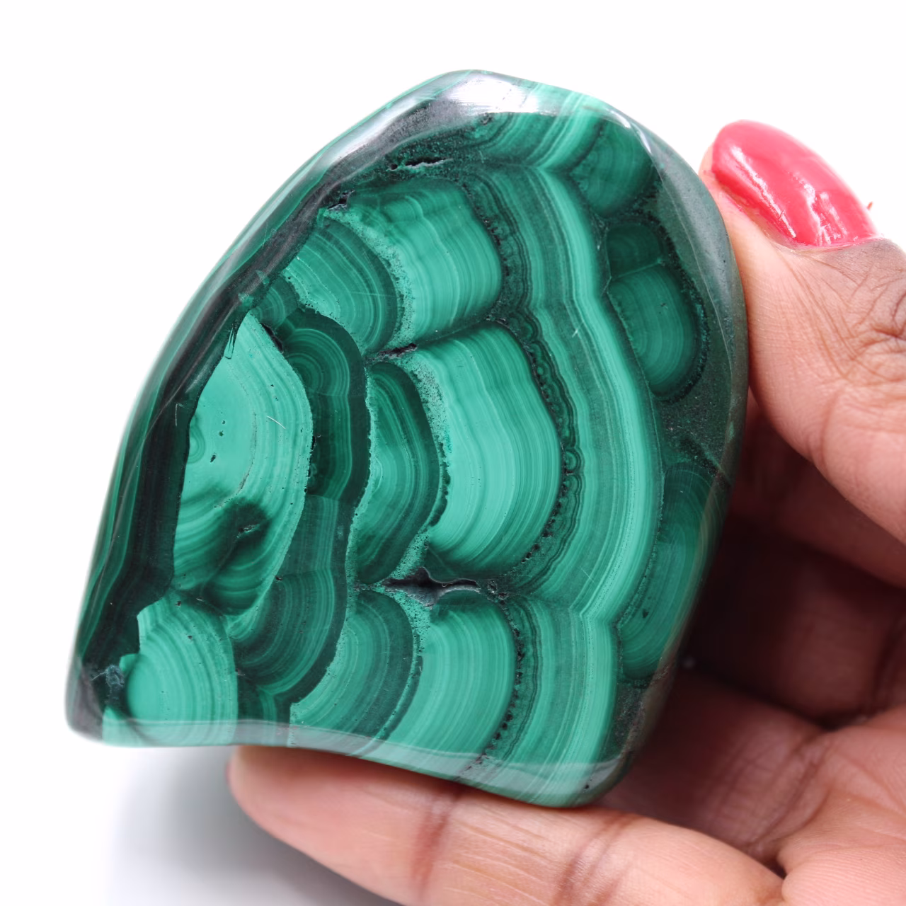 Bloc en malachite poli
