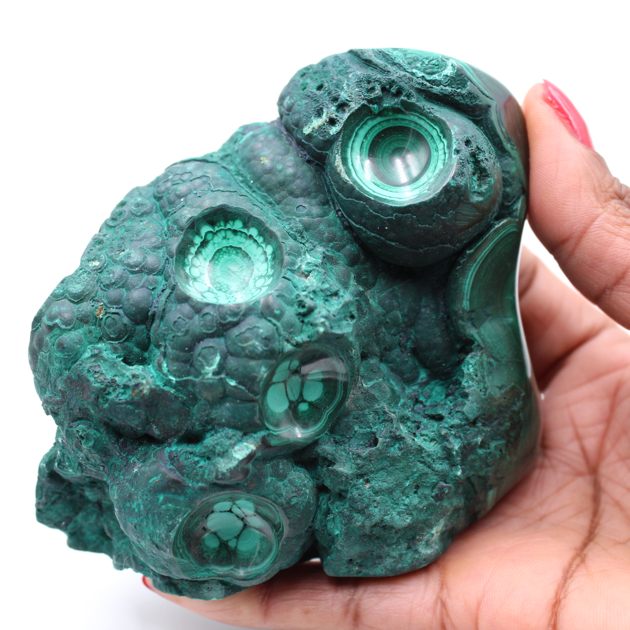 Bloc en malachite semi-poli