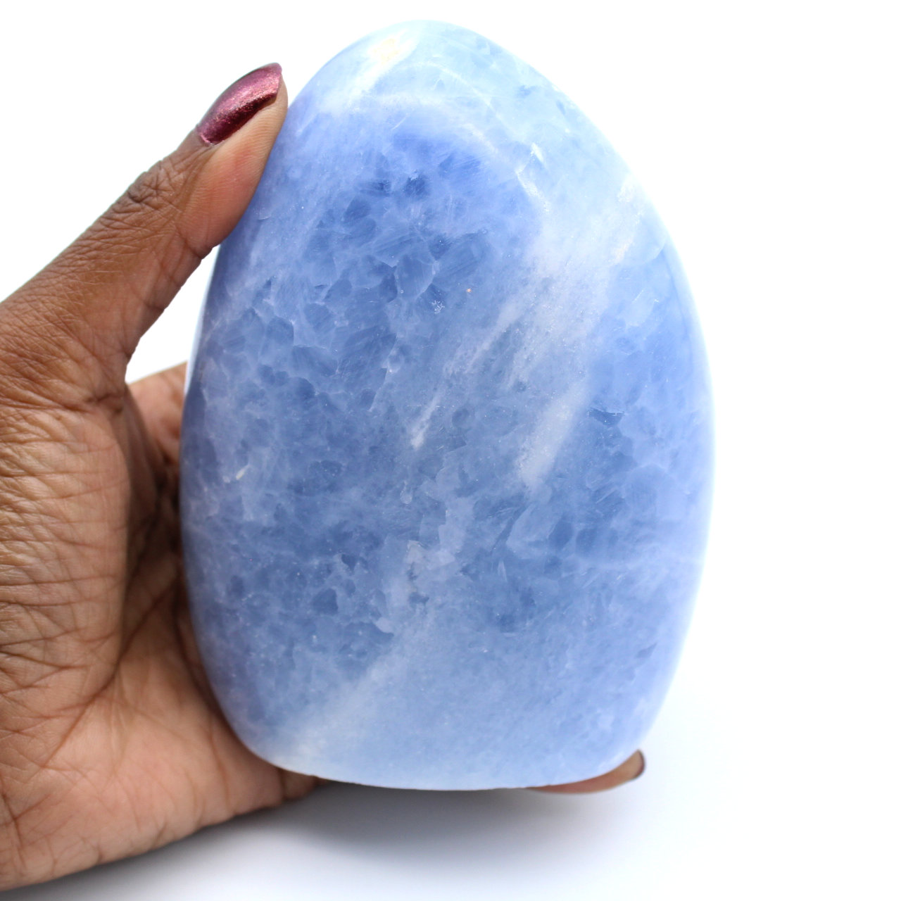 Pierre polie en calcite bleue