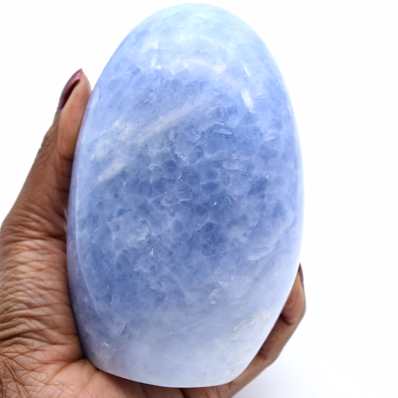 Roche en calcite bleue polie