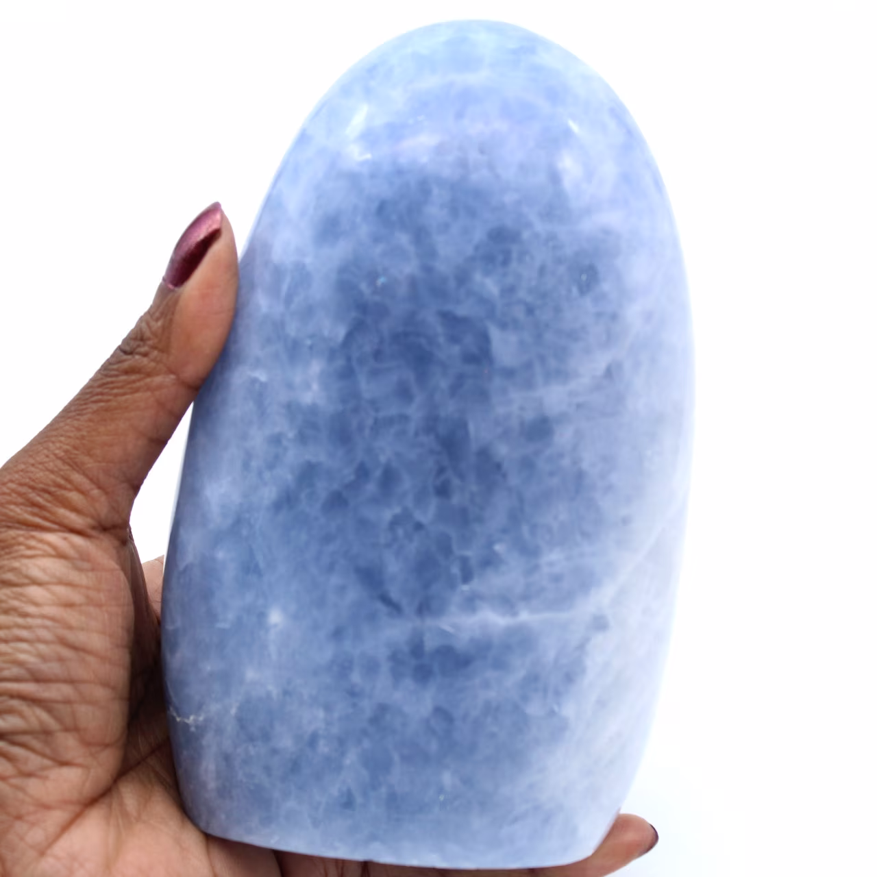 Roche en calcite bleue polie