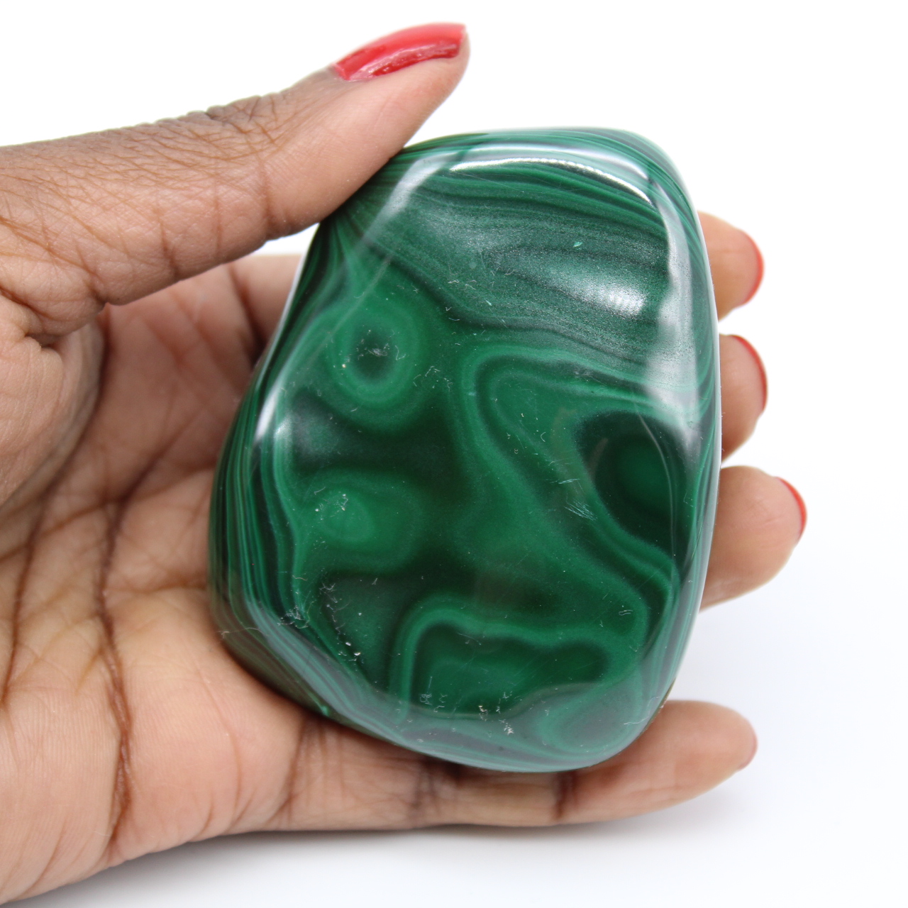 Bloc en malachite poli