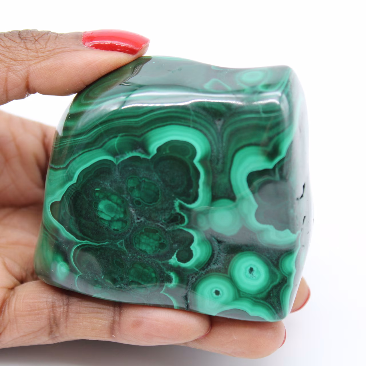 Bloc de malachite poli