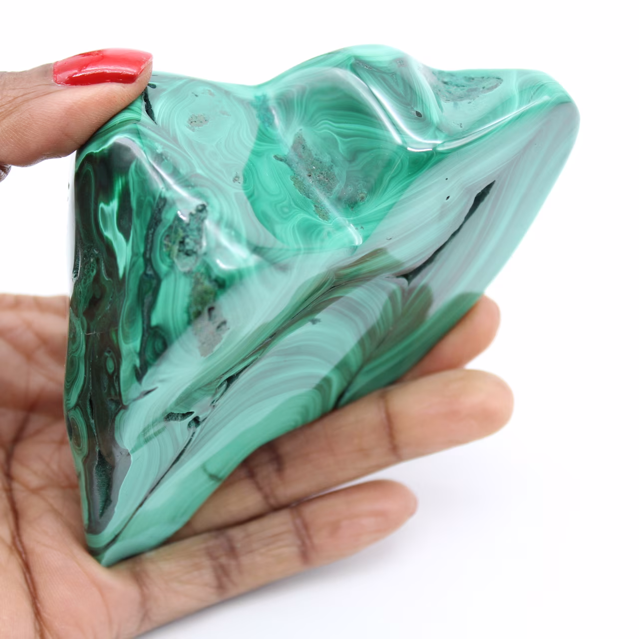Bloc en malachite poli