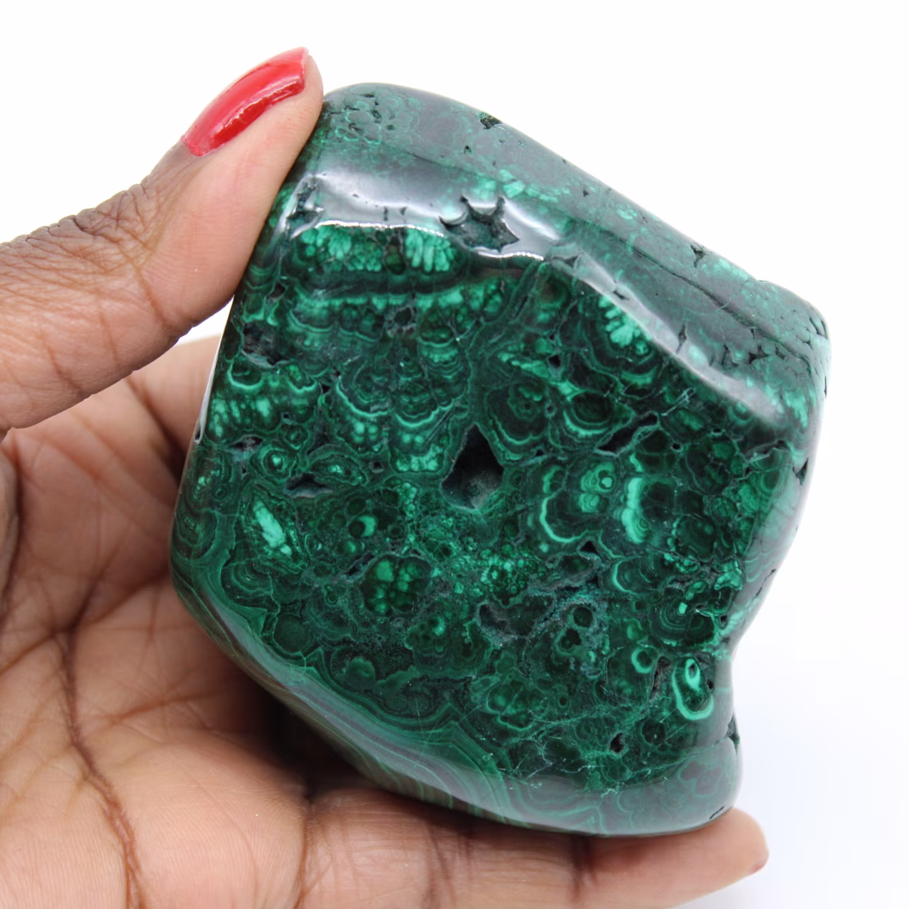 Bloc en malachite poli