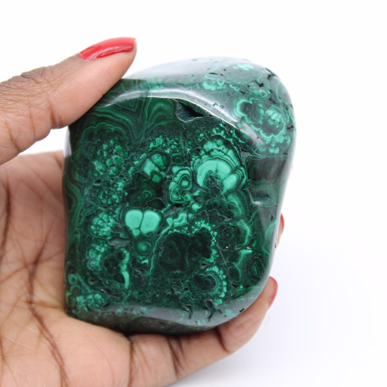 Bloc de malachite poli