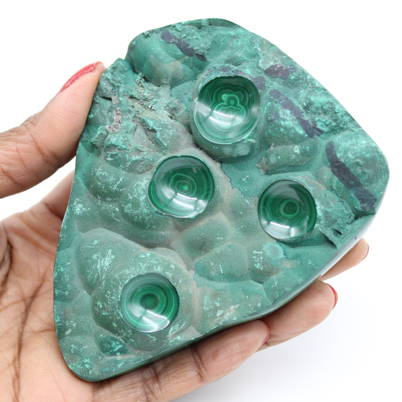 Bloc en malachite semi-poli