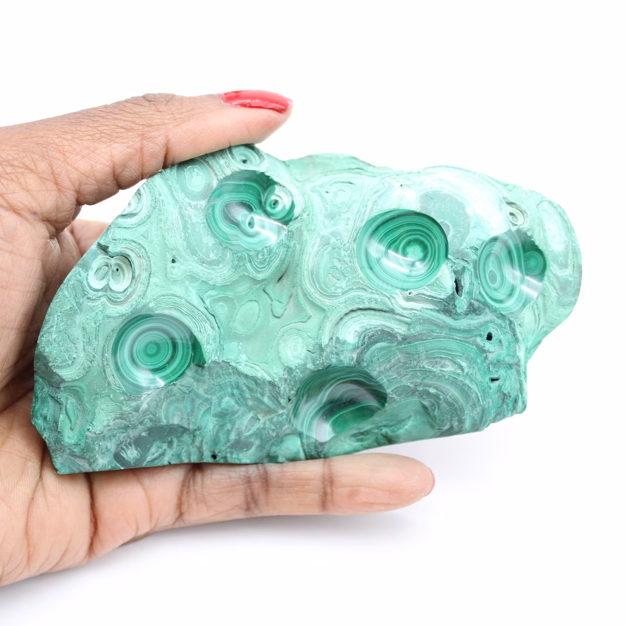 Bloc en malachite semi-poli