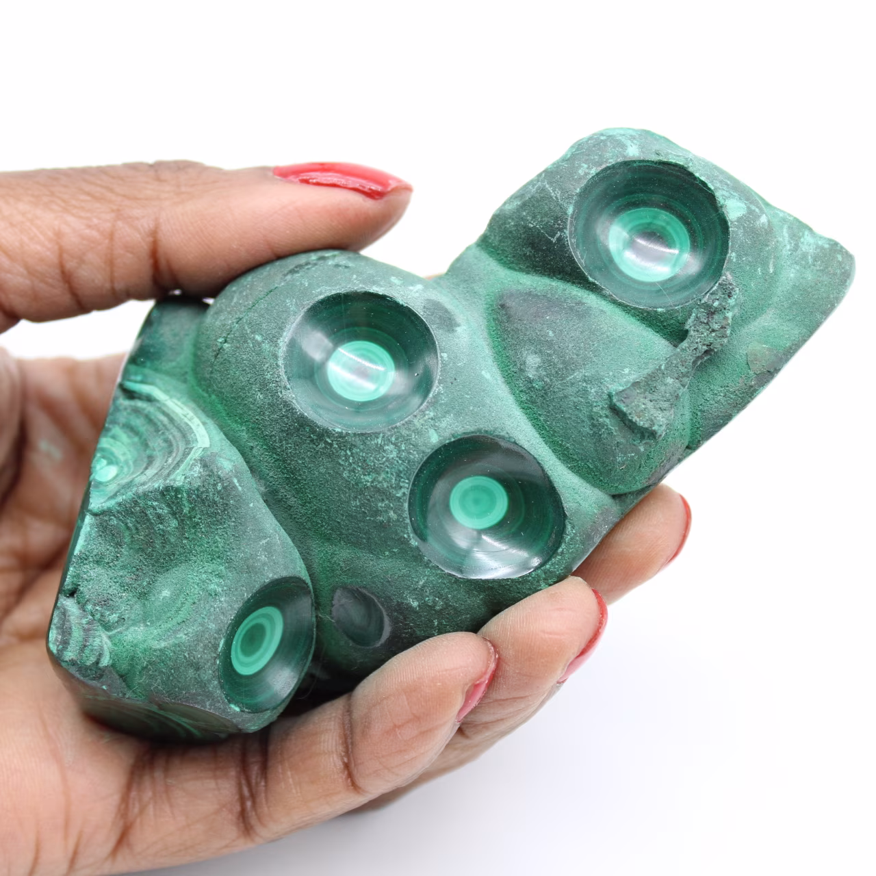 Bloc de malachite semi-poli