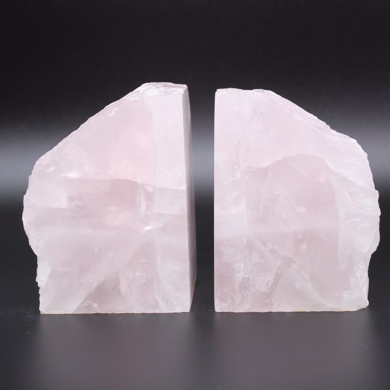 Serre livres quartz rose 2 pièces