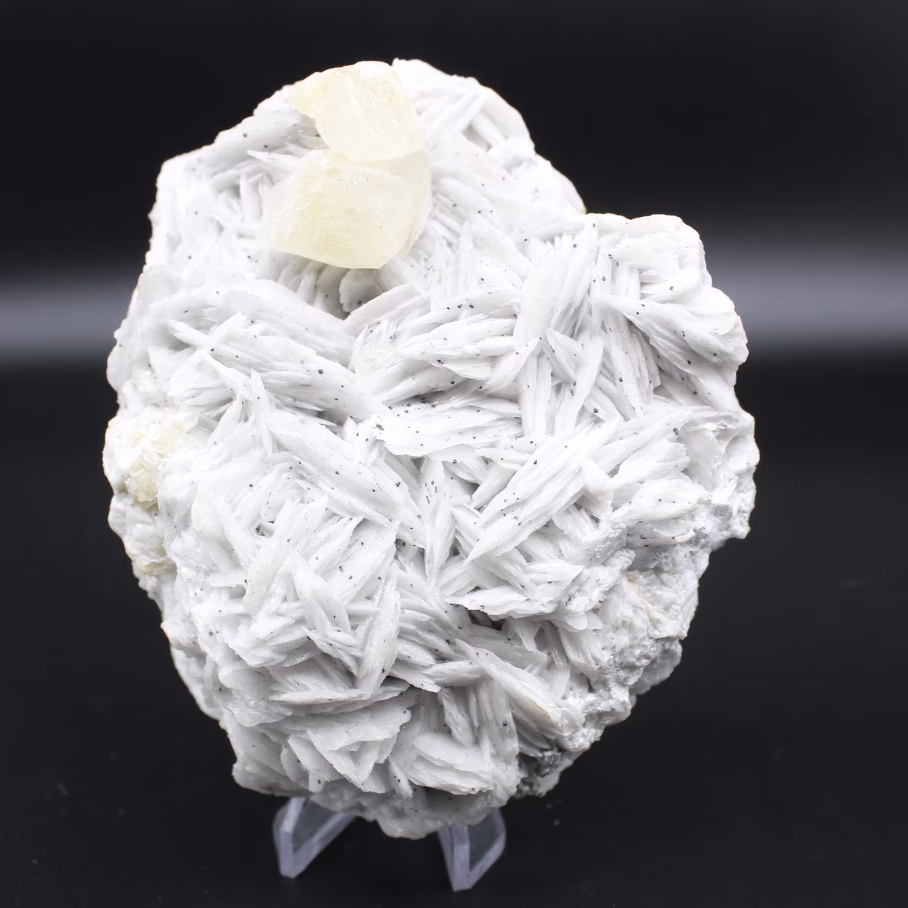 Cristaux de calcite jaune sur barytine blanche