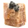 Cristaux de mica noir sur sur bloc de calcite orange - 0