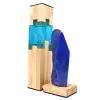 Lampe en bois et résine avec grande pierre de lapis-lazuli - 0