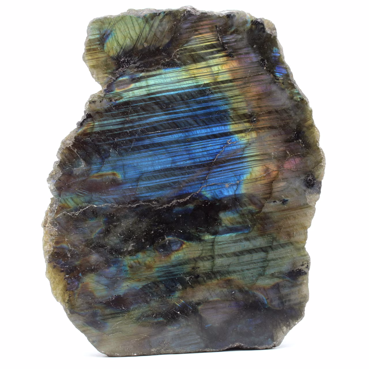 Pierre en Labradorite une face polie naturelle