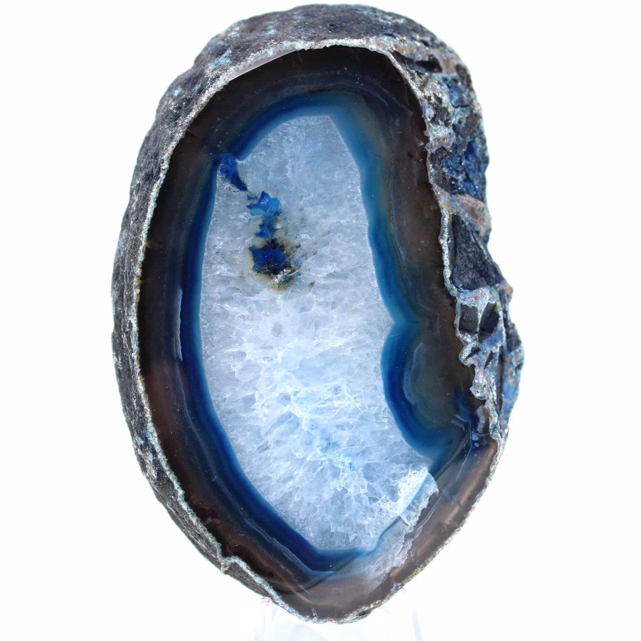 Tranche d'agate bleue minérale