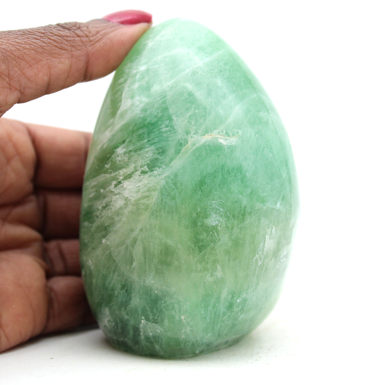 Forme libre polie en fluorite verte