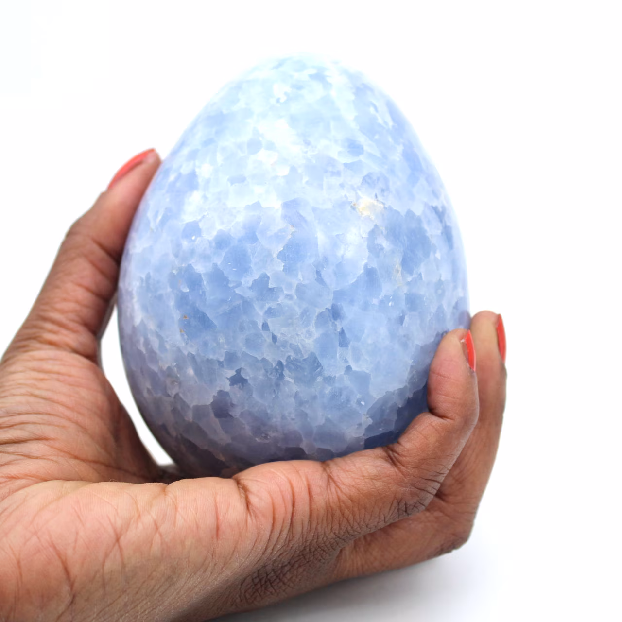 Oeuf minéral en calcite bleue