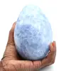 Oeuf minéral en calcite bleue - 0