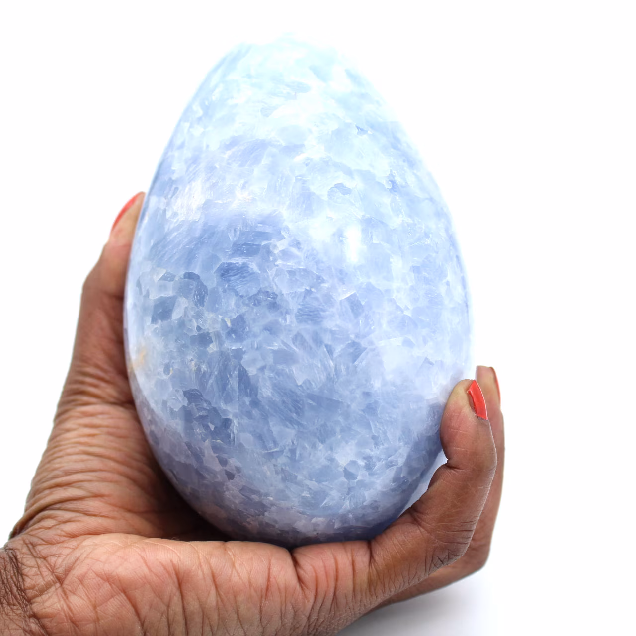Oeuf minéral en calcite bleue