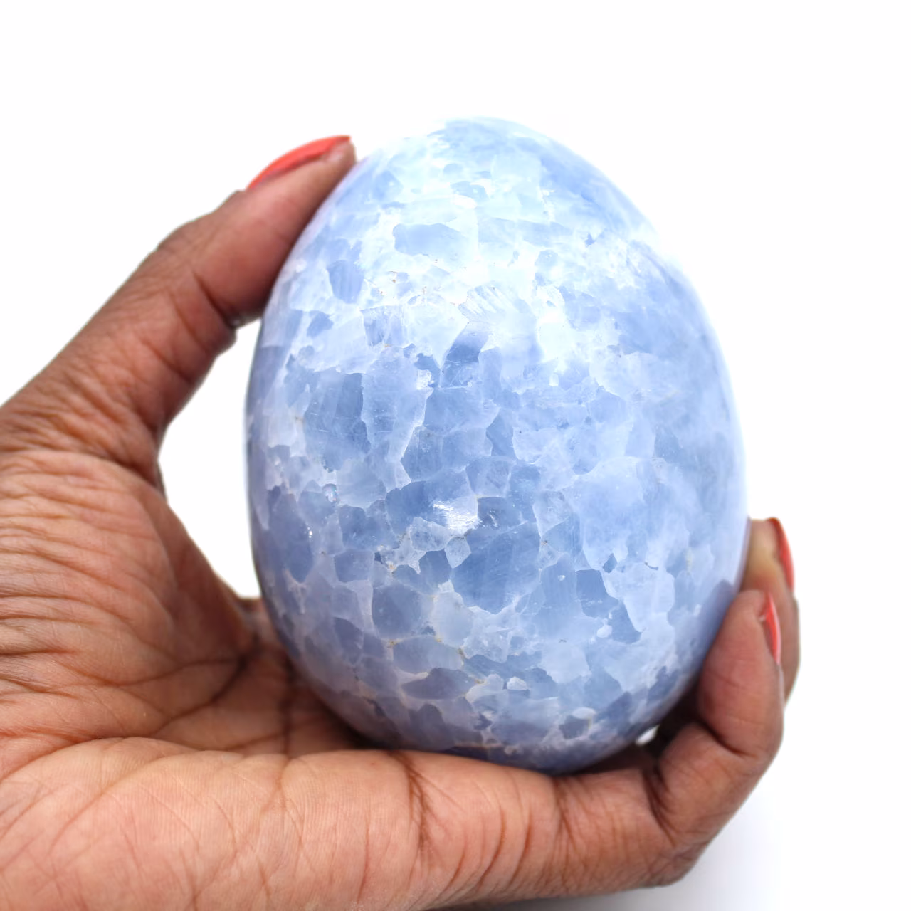 Oeuf minéral en calcite bleue