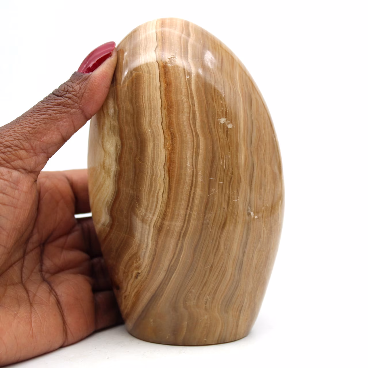 Forme libre polie en calcite miel