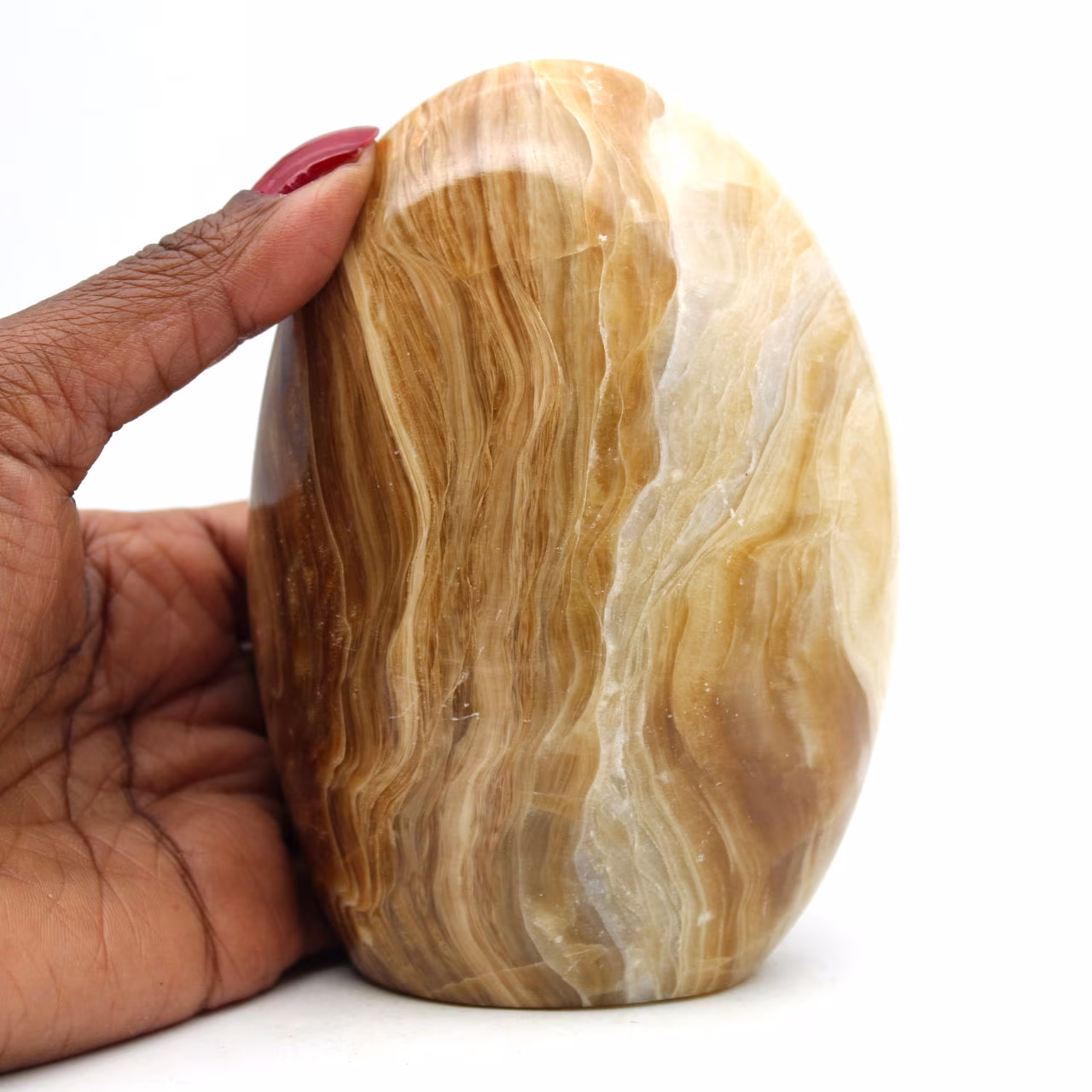 Forme libre polie en calcite miel