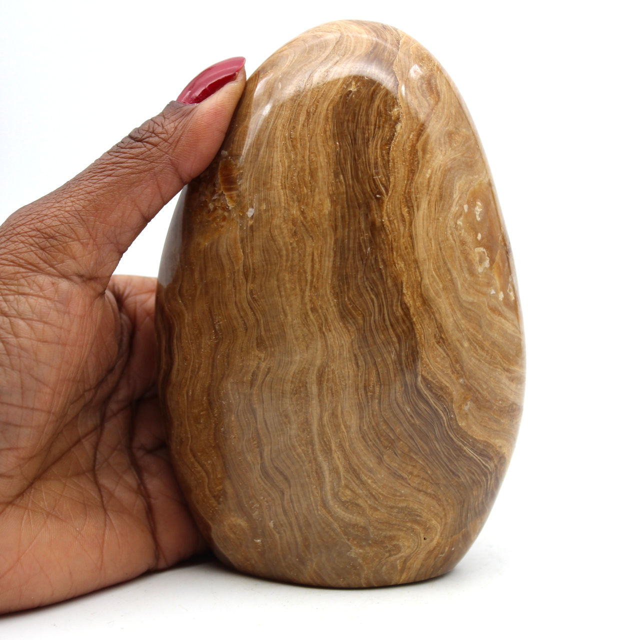 Forme libre de calcite miel polie