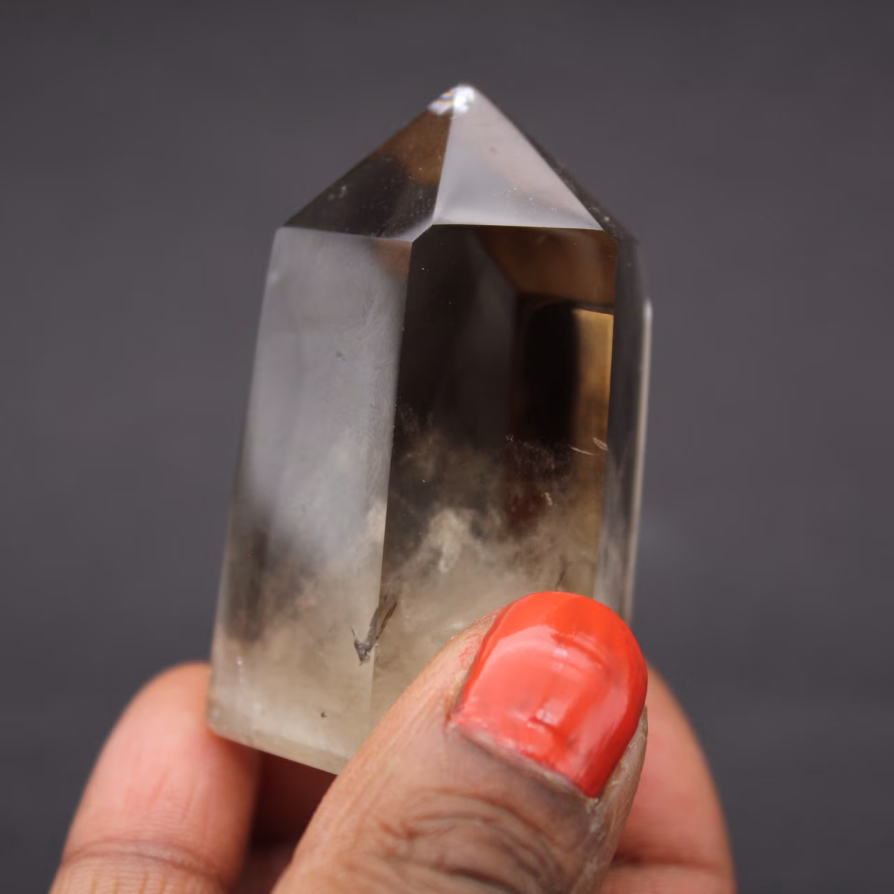 Cristal de roche fumé avec fantôme